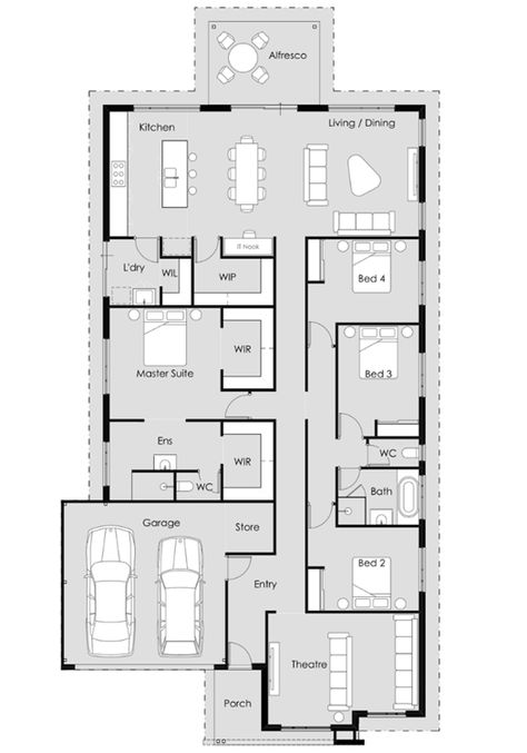 Solstice Home Design | 4 Bed 2 Bath | New Generation Homes 4 Bedroom House Designs, Summit Homes, Financial Fitness, Walk In Robe, 4 Bedroom House, Bed 2, Open Plan Living, New Generation, Open Plan