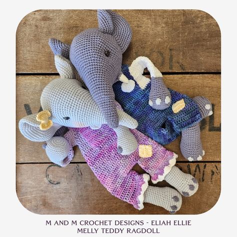 Melly Teddy Ragdoll Eliah & Ellie Elephants An adorable pair to be treasured and loved. #Amigurumi #crochetersofinstagram #crochetelephant #crochetballerina #crochetmyworld #crochetmellyteddy #crochetragdolll #crochetsnuggler https://www.ravelry.com/patterns/library/melly-teddy-ragdoll-eliah-ellie Crochet Elephant, Pattern Library, Ravelry, Amigurumi, Crochet Patterns, Elephant, Crochet, Pattern