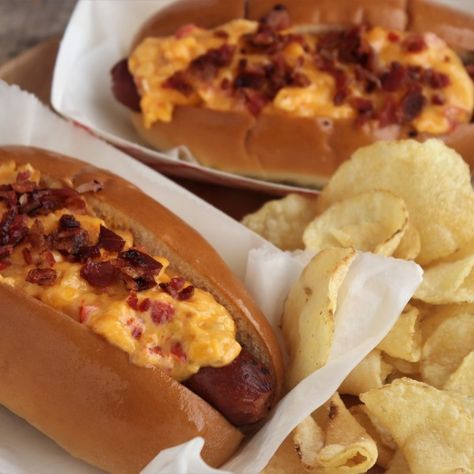 Cheese Hot Dogs, Emeril Lagasse Recipes, Bacon Hot Dogs, Hot Dog Recipe, Hot Dog Sauce, Hot Dog Chili, Burger Dogs, Jalapeno Cheese, Cheese Dog