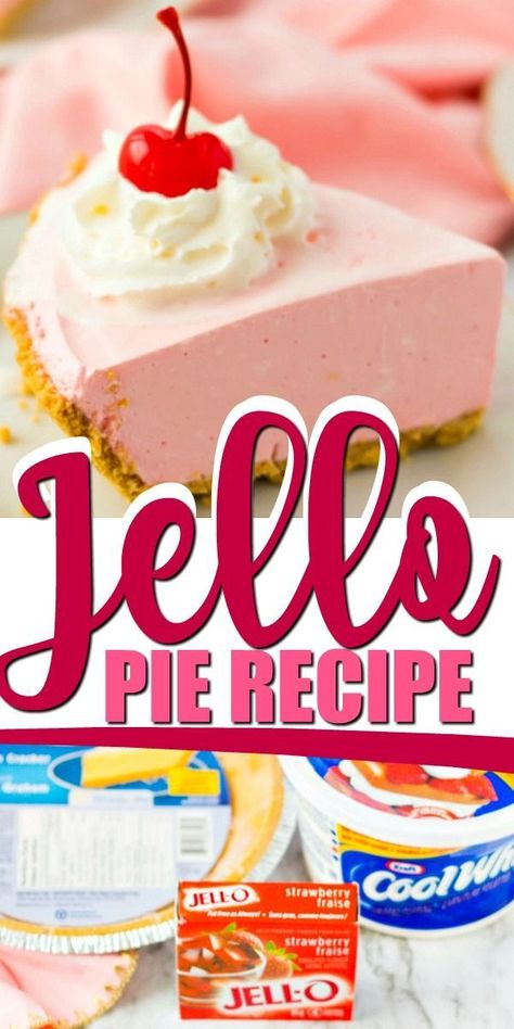 Grab Cool Whip, Jello and a graham cracker crust and you’re ready to make this quick jello pie. It’s the perfect comfort food after a long day or to serve last-minute guests. I especially love it on a hot summer day. Although I’ll happily eat this delicious strawberry jello pie all year round.  There is something about a cool Jello pie that is so comforting and delicious, and if you’ve never made one it’s shockingly easy to make. Cool Whip Jello, Strawberry Jello Pie, Whipped Cream Pie, Pudding Recept, Cool Whip Pies, Jello Pie, Cool Whip Desserts, Easter Pie, Jello Dessert Recipes