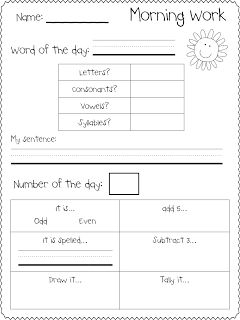 Teach your child a number and letter of the day with these FREE Daily Learning First Grade Printables. There are various pages and choices in th First Grade Morning Work, Bell Work, Teaching First Grade, First Grade Reading, First Grade Classroom, Classroom Fun, Beginning Of School, First Grade Math, 1st Grade Math