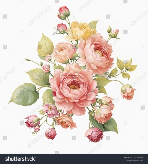 Flowers Watercolor Illustrationmanual Composition Set Watercolor Stock Illustration 2337280213 | Shutterstock Botanical Flower Art, Flower Bunch, Popular Flowers, Watercolor Bouquet, Flowers Watercolor, Digital Flowers, Water Flowers, Watercolor Rose, Bunch Of Flowers