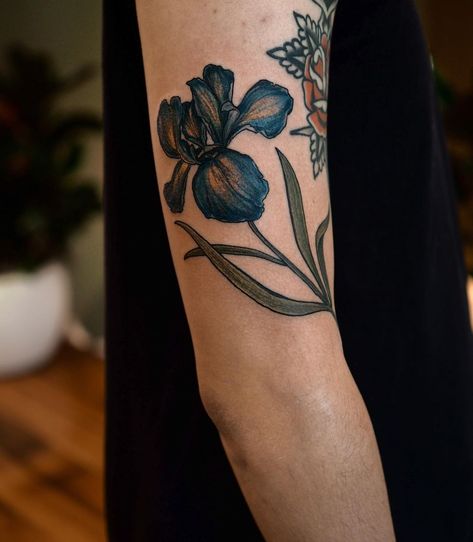 Blue Iris Tattoo, Tattoo S, Iris Tattoo, Blue Iris, Hand Tattoo, Hand In Hand, Hand Tattoos, Tattoos For Women, Flower Tattoo