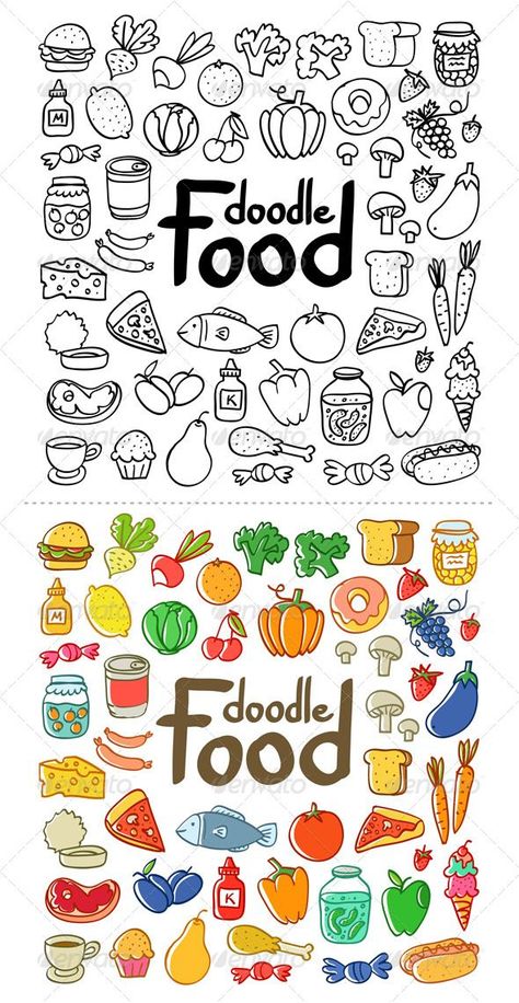 Food Doodle Vector EPS, AI Illustrator. Download here: http://graphicriver.net/item/food-doodle/4670581?ref=ksioks Doodle Food, Food Doodle, Skitse Bog, Food Doodles, Zestaw Ikon, 귀여운 음식 그림, Doodle Art Journals, Doodle Inspiration, Animal Illustrations