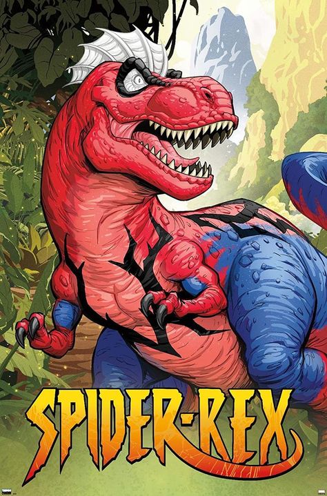 MARVEL SPIDER-REX - PORTRAIT WALL POSTER uses high-resolution artwork and is printed on PhotoArt Gloss Poster Paper which enhances colors with a high-quality look and feel Wall Poster Prints, Marvel Posters, Barn Wood Frames, Portrait Wall, Portrait Frame, Trends International, Spiderman Art, Top Trending, Wall Poster