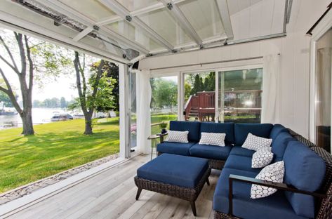 How We Built Our Sunroom on a Budget of $15,000 | You Need A Budget Sunroom Ideas On A Budget, Sunroom Office Ideas, Small Sunroom, All Season Room, Four Seasons Room, Three Season Room, Sunroom Ideas, Sunroom Decorating, Glass Garage Door