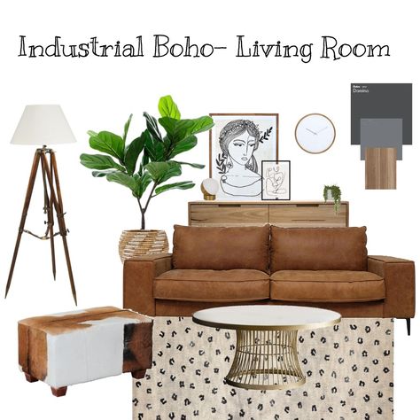 Industrial Boho Interior Design, Industrial Boho Living Room, Warm Industrial Living Room, Urban Industrial Living Room, Boho Industrial Living Room, Industrial Chic Living Room, Industrial Living Room Furniture, Industrial Decor Living Room, Industrial Living Room Design