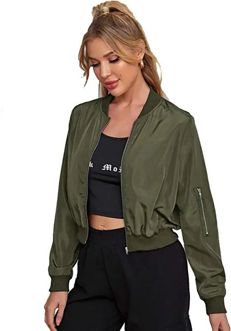 Womens Jackets Casual, Casual Vest, Long Sleeves Jacket, Zipper Detail, Crop Jacket, Casual Jacket, Lightweight Jacket, Outerwear Women, Jacket Outfits