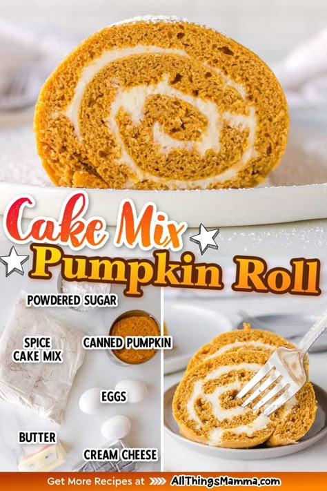 Cake Mix Pumpkin Roll, Moist Pumpkin Roll, Pumpkin Roll Easy, Cake Mix Rolls, Easy Pumpkin Roll Recipe, Easy Pumpkin Roll, Cake Mix Pumpkin, Pumpkin Roll Recipe Easy, Pumpkin Cake Mix