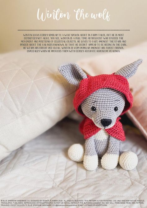 Winton the wolf WINTON THE WOLF Classroom Crochet, Wolf Crochet Pattern Free, Wolf Crochet Pattern, Wolf Crochet, Crochet Wolf, Coraline Doll, Crochet Bunny Pattern, Forest Friends, Co Design