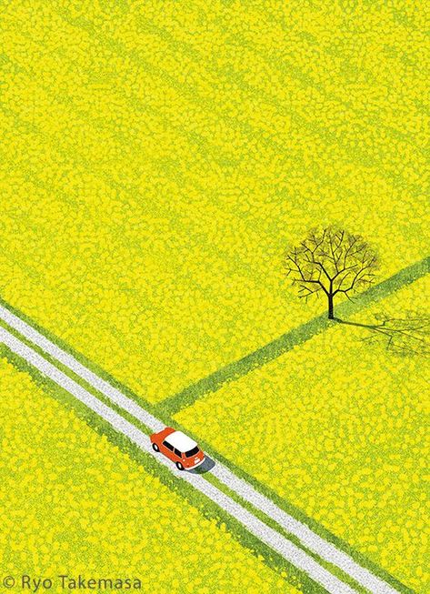 Illustration Art Horizontal, Field Illustration, Ryo Takemasa, Art Horizontal, Arte Inspo, Wow Art, Landscape Illustration, Japanese Artists, Design Graphique