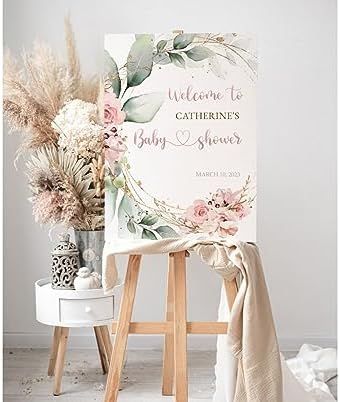 Pink Blush Flower Baby Shower Welcome Sign, Girl Baby Welcome Poster, Baby Shower Poster, Baby Shower Decoration | Plastic Sign Weatherproof, 12"x18", 18"x27", 24"x36" | Stand Options Blush Pink Baby Shower, Flower Baby Shower, Baby Welcome, Baby Shower Labels, Poster Baby, Baby Shower Favors Girl, Baby Shower Decoration, Welcome Sign Template, Modern Baby Shower