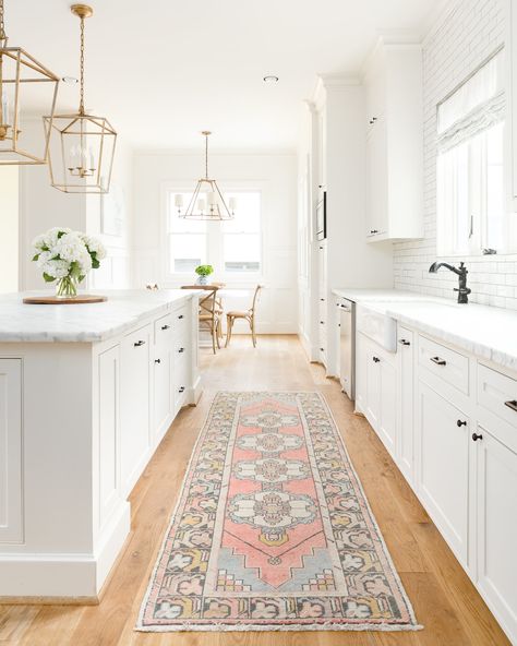 Oyster Creek Studios, White Kitchen Wood Floors, White Kitchen Inspiration, Hardware Ideas, Light Wood Kitchens, Classic White Kitchen, Wood Floor Kitchen, Pretty Kitchen, Bright Kitchens