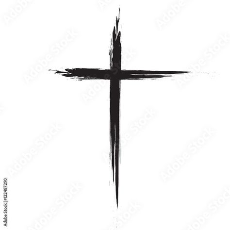 Stock Image: Hand drawn black grunge cross icon, simple Christian cross sign, hand-painted cross, Cross painted brushes. Easter background. Cruz Tattoo, Cruces Tattoo, Stripe Tattoo, Grunge Cross, Cross Icon, Cross Drawing, Cross Sign, Easter Background, Brush Tattoo