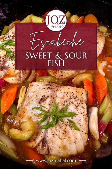 Easy Recipe Sweet and Sour Fish (Filipino Escabeche) - JOZmahal Sweet Sour Fish Recipes, Escabeche Recipe Filipino, Filipino Fish Recipes, Sweet And Sour Fish Recipe, Escabeche Recipe, Filipino Pork Recipes, Sweet And Sour Fish, Easy Filipino Recipes, Pinoy Foods