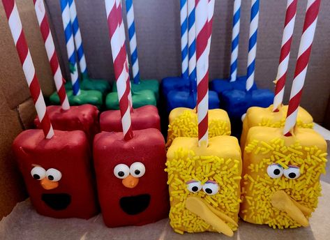 Sesame Street Pretzels, Sesame Street Rice Krispie Treats, Sesame Street Treats, Krispy Treats, Sesame Street Birthday Party, Rice Krispy, Sesame Street Birthday, Rice Crispy Treats, Treat Ideas