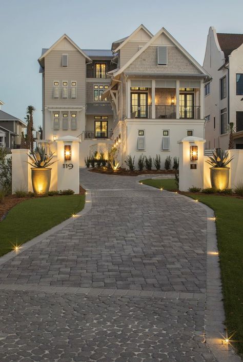 Tour this beautifully inspiring beach house getaway in Santa Rosa Beach Cute Beach House Exterior, House Exterior Tropical, Tropical Beach House Exterior, Beach House Exterior Tropical, House Exterior Aesthetic, House Exterior Beach, Seagrove Beach Florida, Exterior Beach House, Exterior Aesthetic