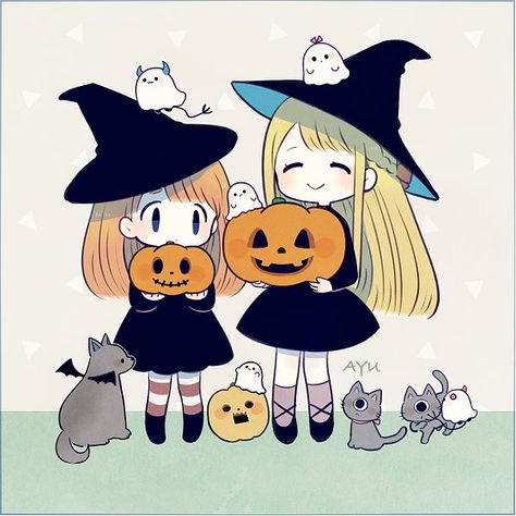 αyu on Twitter: "🎃👻🌙… " Anime Ghost, Anime Witch, Anime Halloween, Halloween Tags, Chibi Girl, Halloween Drawings, 5 Anime, Wow Art, Kawaii Halloween