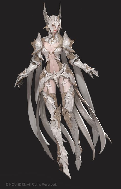 ArtStation - Hundred soul_White Knight, minju Oh Armor Female Design, White Knight Fantasy Art, Knight Outfit, Warrior Outfit, White Knight, Female Armor, Female Knight, Knight Armor, Warrior Girl