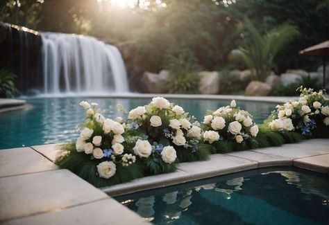 Make a splash on your big day with these chic pool wedding ideas! From floating floral decor to elegant poolside Pool Wedding Ideas, Purple Wedding Cake, Wedding Photo Display, Pool Wedding, Purple Wedding Cakes, Floating Flowers, Pool Decor, Romantic Destinations, Wedding Planning Tips