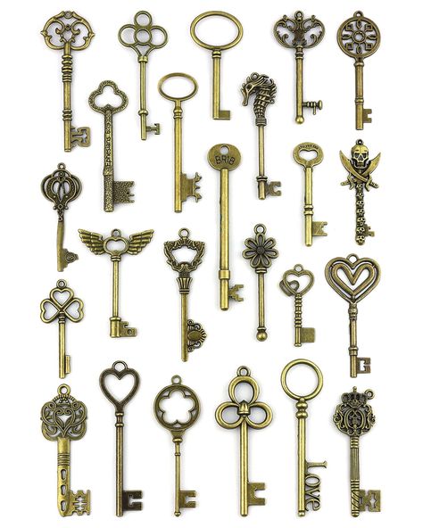 PRICES MAY VARY. Quantity: 24 pcs vintage large skeleton key set charms (24 different styles, no repeat). Premium Material: These craft skeleton keys are made of metal alloy, lead and nickel free, durable and reusable. They are different sizes, from 1.81 in to 3.7 in. Perfect DIY Crafts: Size of the skeleton keys are very suitable for diy crafts,such as necklaces pendants, bracelet pendants,etc.You can use our key charms with your other decorations to create a unique crafts and show your unique Vintage Key Aesthetic, Antique Keys Decor, Cool Keys, 20s Decor, Alchemy Decor, Skeleton Key Crafts, Kelly Sullivan, Old Key Crafts, Keys Aesthetic