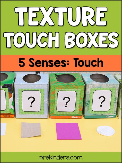 Texture Touch Boxes - PreKinders Preschool Activities Sense Of Touch Activities Toddlers, Sense Of Touch Activities, Touch Activities, Toddler Daycare Rooms, 5 Senses Activities, Daycare Rooms, Senses Preschool, Toddler Daycare, Senses Activities