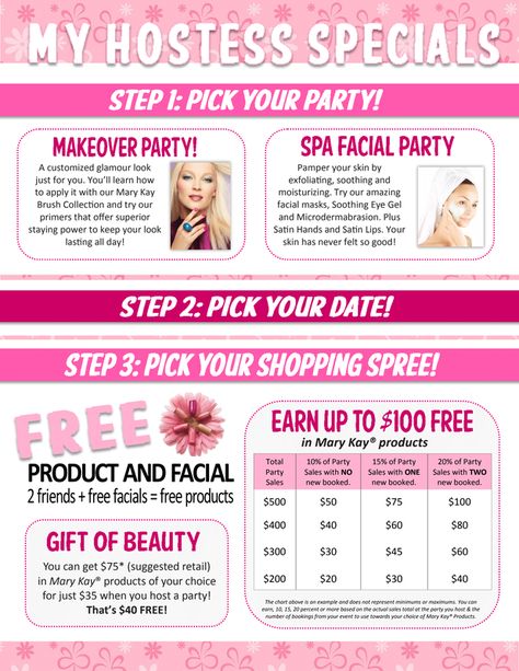 Mary Kay Hostess Rewards, Southern Etiquette, Mary Kay Hostess, Mary Kay Printables, Makeover Party, Mary Kay Sale, Mary Kay Gifts, Skin Care And Makeup, Mary Kay Marketing