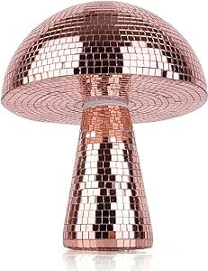 Yeehlmer Creative Mushroom Disco Ball for Party,Table Decor Mirror Retro Handmade Disco Ball Mushroom Shape Home Art Decorations,Bar Ornaments（Rose Gold, S(5.9'')