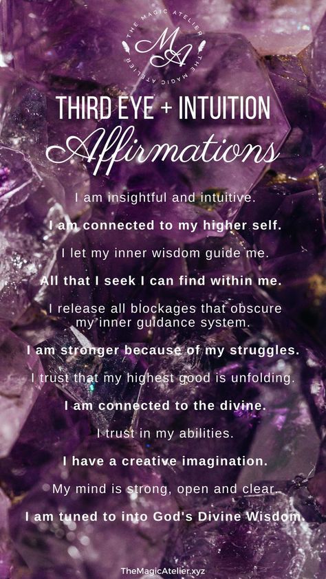 Clairvoyant Affirmations, Affirmations To Connect To Higher Self, 3rd Eye Chakra Affirmations, How To Strengthen Your Intuition, Affirmations For Intuition, Third Eye Affirmations, Psychic Affirmations, Intuition Affirmations, Third Eye Chakra Affirmation