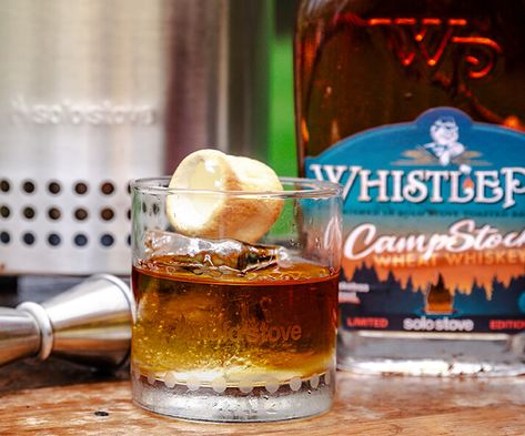 S'Mores Maple Old Fashioned Campfire Cocktail Recipe | WhistlePig Whiskey Smores Old Fashioned Cocktail, Marshmallow Whiskey Cocktail, S'mores Old Fashioned, Campfire Old Fashioned Cocktail, S’mores Old Fashioned Cocktail, Whistlepig Whiskey, Angostura Bitters Cocktails, Maple Old Fashioned, New York Sour