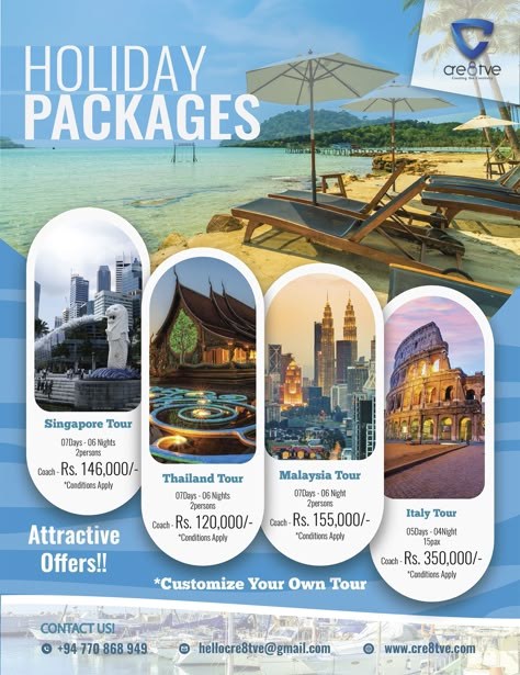 Flyer Design Holiday Packages Tour Flyer Design Inspiration, Tour Brochure Design, Travel Advertising Design Poster, Tourism Design Poster, Travel Flyers Design, Tour And Travel Poster Design, Travel Package Poster Design, Tour Package Brochure, Tour Package Poster