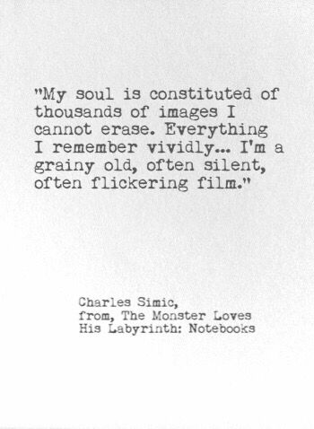 "My soul is constituted of thousands of images I cannot erase..." Charles Simic, Wedding Style Inspiration, Soul Poetry, Literary Quotes, Some Words, A Quote, Love Words, Poets, Great Quotes