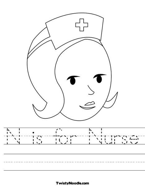 N is for Nurse Worksheet from TwistyNoodle.com Preschool Fine Motor Activities, Canning Labels, Preschool Fine Motor, Med Surg, Worksheets Preschool, Letter Of The Week, Community Helpers, School Worksheets, School Nurse