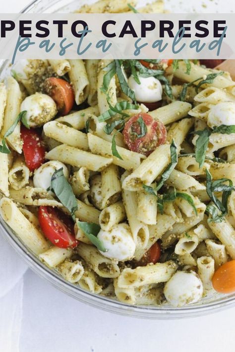 Gluten Free Pesto Pasta, Pasta Salad Gluten Free, Pasta With Mozzarella, Meatless Meals Easy, Salad Caprese, Mozzarella And Tomato, Salad Gluten Free, Gluten Free Pasta Salad, Gluten Free Pesto