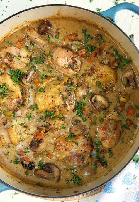 Mirepoix Recipe Dishes Chicken, Chicken Frickazee Recipe, Chicken Fricot Acadian, Chicken Fricasé, Chicken Fricassee Recipe, Piletina Recepti, Chicken Fricasse Recipe, Mirepoix Recipe, Farm Meals