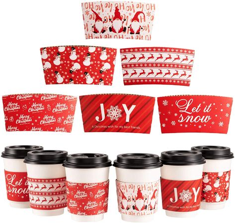 Santa Cups, Hot Chocolate Cocoa, Disposable Coffee Cups, Christmas Cups, Hot Chocolate Coffee, Cup Sleeves, Coffee Cup Sleeves, Paper Coffee Cup, Reusable Coffee Cup