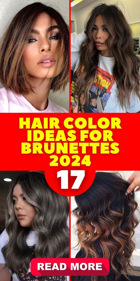 Get ready to transform your hair with hair color ideas for brunettes in 2024. Whether it's for fall, winter, or any season, we have a variety of options to choose from. Explore trendy choices like blonde highlights, balayage, or vivid shades like pink and purple. Short or long, our collection has something for everyone. Buy now and stay on-trend with affordable prices. Hair Colors For Hispanic Women, Fall Balayage, Hairstyle 2024, Long Hair Trends, Highlights Balayage, Spring Hair Color, Caramel Highlights, Brunette Balayage Hair, Fresh Hair