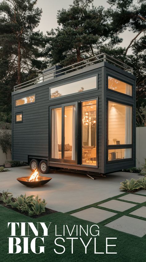 Dreaming of going tiny? ??? Explore modern Box House Design ideas and Hus Inspiration for compact yet stylish living. Whether you’re into Pelan Rumah or innovative 1 Bedroom Shop House Plans, these concepts make the most of every inch. Discover how A Small House can be both functional and beautiful! #gg #homedesigninsider #boxhouseplans Black Tiny House Exterior, Modern Box House, Mini Modern House, Black Tiny House, 1950s House Interior, 1930 House Renovation, Box House Design, 1930 House, Loft Layout