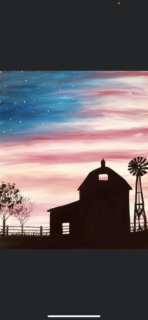 Texas Painting Ideas Easy, Country Easy Painting, Easy Rustic Paintings, Farm Canvas Painting Easy, Country Canvas Painting Ideas, Canvas Painting Western, Western Things To Paint On Canvas, Cowboy Paintings Western Easy, Farmhouse Painting Ideas On Canvas