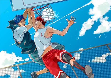 Kagami Kuroko, Kuroko No Basket Characters, Aomine Daiki, Kise Ryouta, Kagami Taiga, Basketball Art, Playing Basketball, Kuroko's Basketball, Basketball Pictures