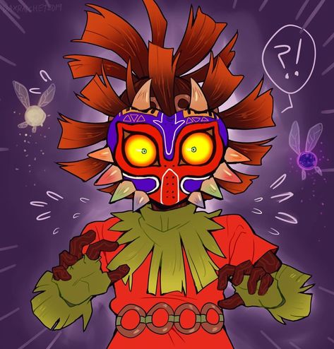 Majora’s Mask, Loz Majoras Mask, Skull Kid Zelda, Majoras Mask Skull Kid, Majoras Mask Art, Loz Art, Town Inspiration, Legend Of Zelda Majora's Mask, Zelda Drawing