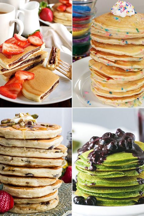 15 Unconventional Pancake Recipes Unique Pancake Recipes, Xmas Brunch, Nutella Pancakes, Flavored Pancakes, Crepe Cakes, Pancake Recipes, French Theme, Mille Crepe, Hot Cakes