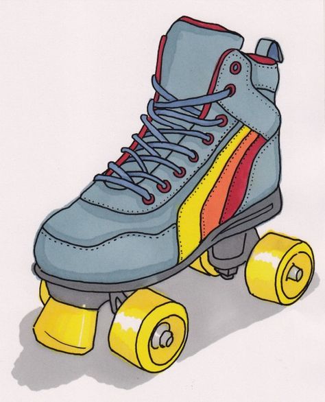 My first pair of roller skates (in the 1980s) looked like these!  Roller Skating was my favorite thing to do as a kid. Wonder Woman Drawing, Neo Tattoo, Roller Derby Girls, Skate Birthday, Boxes Diy, Derby Girl, Roller Skaters, Skate Party, Roller Girl