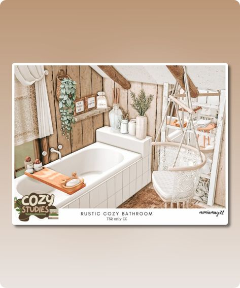 Sims 4 Bathroom CC: Rustic Cozy Bathroom CC by Moniamay72 Sims 4 Cc Rustic, Cozy Sims 4 Cc, The Sims 4 Bathroom Cc, Sims 4 Rustic Cc, Ts4 Bathroom Cc, Sims 4 Cc Bathroom Clutter, Sims 4 Cozy Cc, Sims 4 Cc Furniture Bathroom, The Sims 4 Bathroom