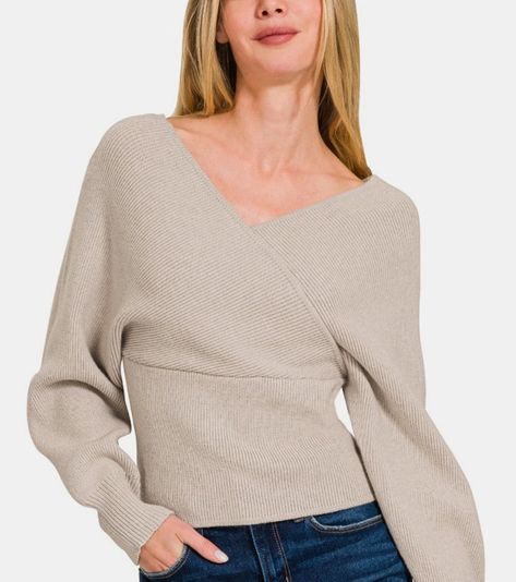 Charlotte Wrap Sweater 🤍 Which color is your fav??? Arch Angel, Stylish Sweaters, Wrap Sweater, Viscose Fabric, Ribbed Sweater, Basic Style, Denim Top, Sleeve Sweater, Stretchy Material