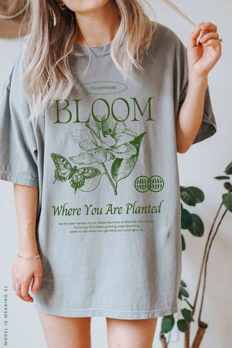 Bloom Where You Are Planted Comfort Colors® Vintage Floral Tee - Etsy Canada Shirt Photography, T-shirt Photography, Church Camp, Bloom Where You Are Planted, Gardening Gift, Positive Shirt, Botanical Shirt, Flower Gardening, Graphic Tees Vintage