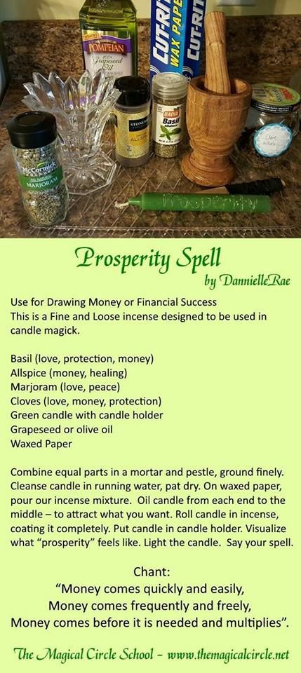 Prosperity Spell  - Pinned by The Mystic's Emporium on Etsy Witchy Spells, Wicca Spells, Spell Bottles, Witch Spells, Magic Things, Hoodoo Spells, Money Spells That Work, Prosperity Spell, Witchy Art