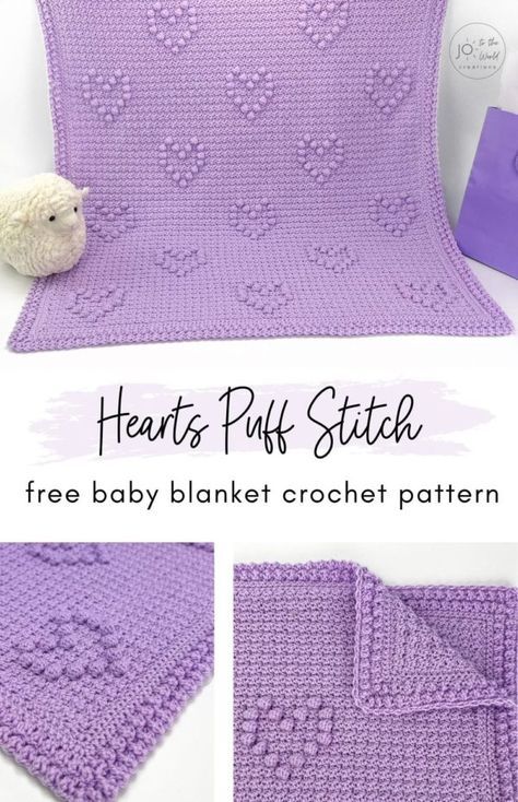 Crochet Patterns Blankets, Heart Blanket Crochet Pattern, Crocheting Blanket, Bobble Stitch Crochet Blanket, New Crochet Patterns, Crochet Baby Blankets, Modern Haken, Baby Blanket Crochet Pattern Easy, Crochet Heart Blanket