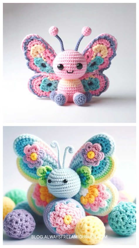 Crochet Butterfly Amigurumi Free Pattern Crochet Butterfly Amigurumi, Amigurumi Butterfly Free Pattern, Butterfly Amigurumi Free Pattern, Butterfly Crochet Pattern Free, Butterfly Amigurumi, Crochet Ornaments Free Pattern, Crocheted Butterfly, Crochet Butterfly Free Pattern, Butterfly Crochet