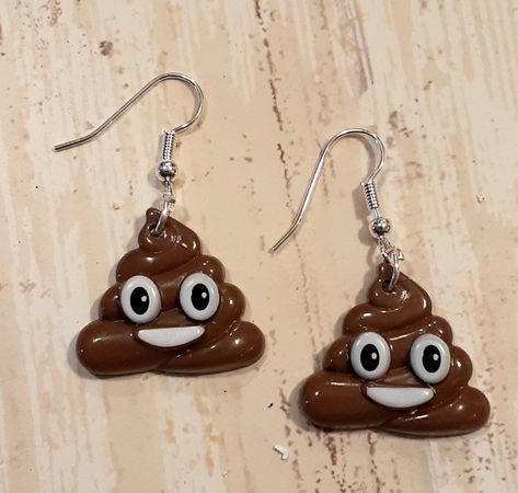 Brown  Plastic Poop Emoji Earrings measure 1 inch after the hook Fishhooks Fashion Novelty Jewelry   We no longer ship to Germany or Italy ...  if your Country is not listed - Contact us & we will Add your Country to our Approved list if we are allowed ~ ~~see more earring designs at https://earringstop.ecrater.com/ Emoji Earrings, Novelty Jewelry, Novelty Earrings, Crochet Pants, Poop Emoji, Plastic Earrings, Earring Designs, Small Jewelry Box, Earring Holder